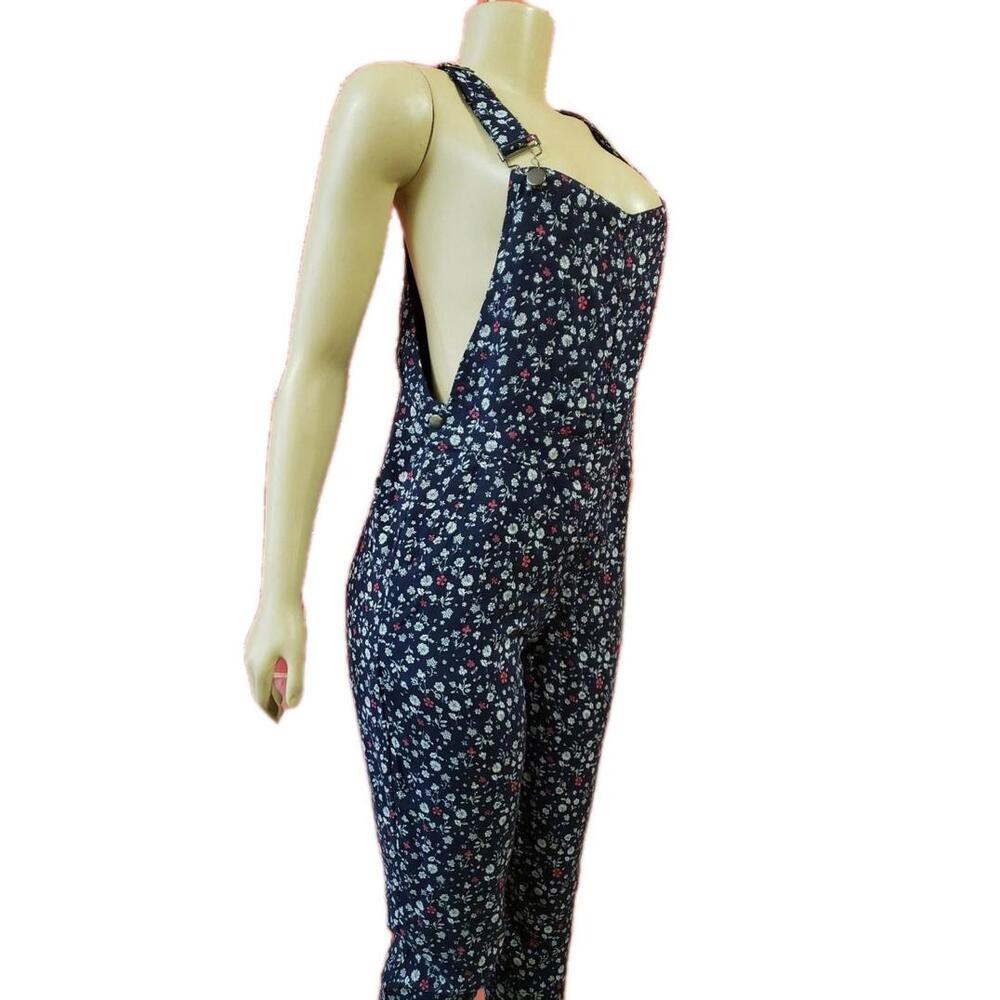 Imaginary Voyage Navy Blue Rayon Floral Women's Jumpsuit Size M NEW
